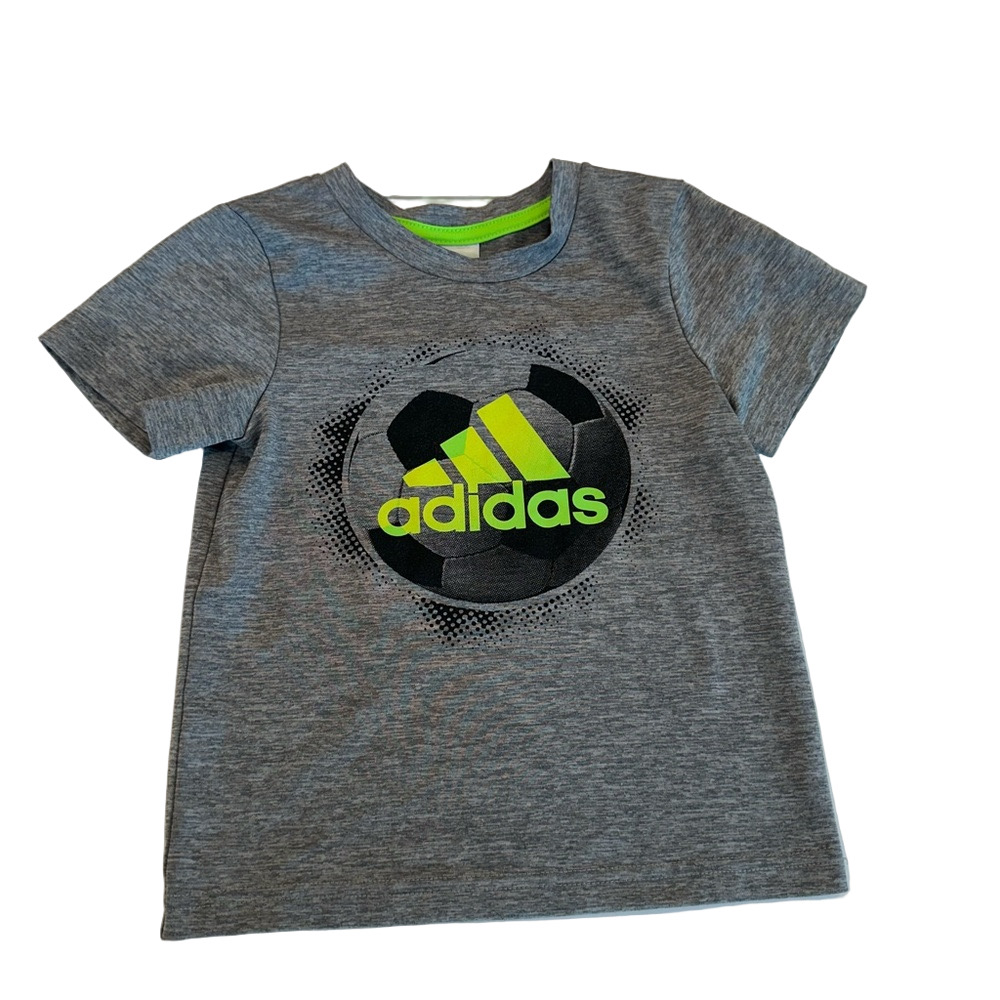 Adidas grey & neon soccer tee/shirt size 2T
